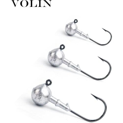 VOLIN NEW Round Head Fishing Hooks 3.5g/5g/7g/10g/14g /20g Jig Head Fishing Hook Exposed Fishing Hook Barbed Hook for Trout