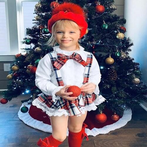 2020 TAlloly Autumn Fashion New Girl Suit White Lace Blouse Plaid Strap Skirt Suit