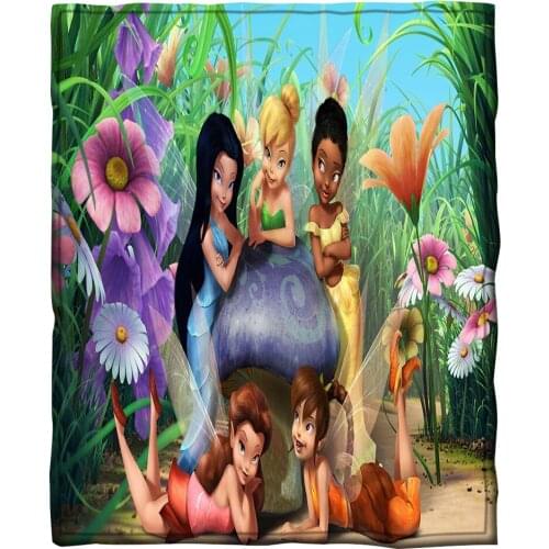 Disney Tinker Bell Flower Fairy Blankets Cartoons Coral Fleece Sherpa Super Soft Throw Duvet Childrens Kids Girls Sofa Bed Cover