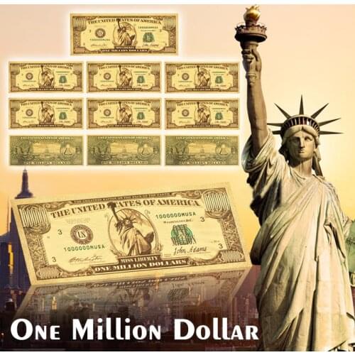 Wholesale 10pcs American One Million Gold Banknote Gold Plated US Dollar Bills with Certificate Card for Decoration paper money