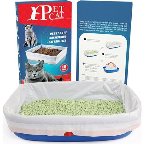 Cat Litter Box Liner 10 Count Per Pack Eco Friendly Litter Pan Heavy Duty Drawstring Bags Universal Fit Strong Cat Litter Bags