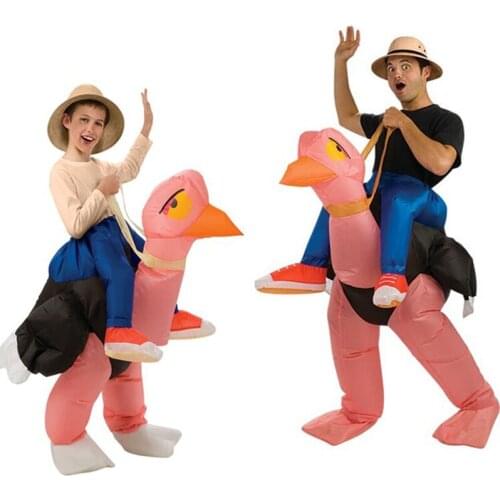 Holiday Carnival Costume Unisex Adult Kids Ostrich Inflatable Costume Funny Party Dress Cosplay Costume Performance Costume Prop