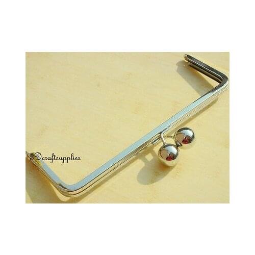 Metal purse frame glue on clasp clip silver 10 1/4 inch X 3 1/2 inch Y25