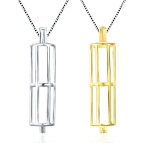 CLUCI 925 Silver Cylinder Pendant for Necklace 925 Sterling Silver Women Pearl Pendant Locket Jewelry for Office Lady SC012SB