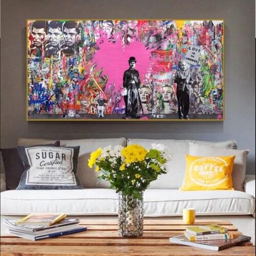 Modern popular street graffiti art canvas printable art murals and posters frameless paintings for home decoration