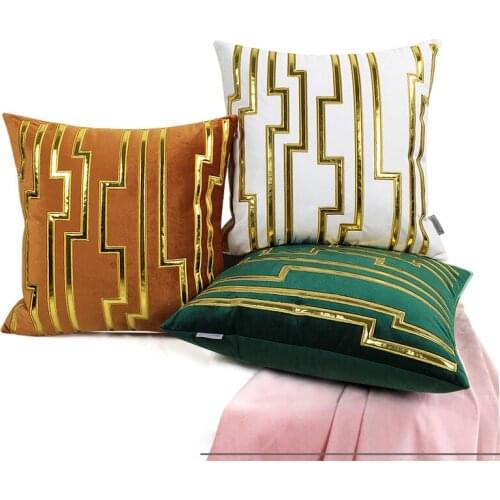 Modern Luxury Flannel With Gold Leather Sofa Cushion Case Lumbar Office Recliner Chairs For Bedroom Body Pillow Home Decor