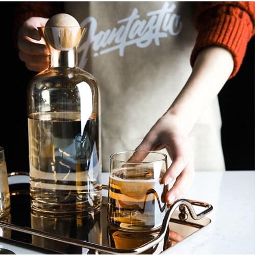 Glass Water Pitcher Glass Cup Nordic Style Glass Water Jug Set Cup Drinking Household Glass Carafe for Juice Iced Tea