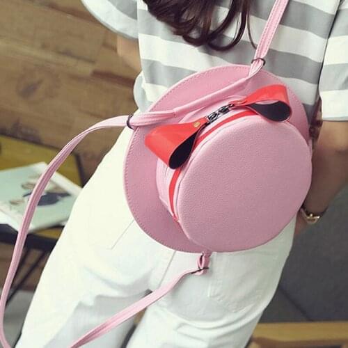 New Fashion Handbag PU Hat Shaped Handbag Women Summer Shoulder Bag Cute Cap Shape Circle Shoulder Bag