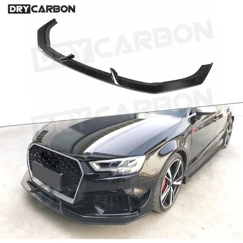 Carbon Fiber Front Bumper Lip Spoiler For Audi A3 RS3 Base Sedan 4 Door 2017-2019 Head Chin Guard Car Styling
