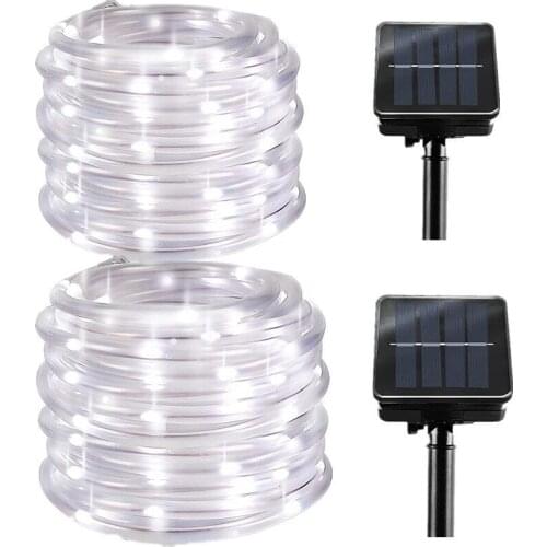 7M 50 Led Solar Light Tube Garland Outdoor Led Lamps Christmas Party Decor Solar Garden Fairy Light Strip Garden Light