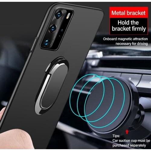 Ultra-thin Magnetic Hard Matte PC Phone Case For Huawei P40 P30 P20 P10 P9 Lite Pro Honor 20 9X Ring Bracket Frosted Cover