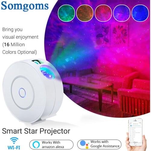 Tuya Smart Star Projector Galaxy Cloud/Moving Ocean Wave Star Sky WiFi Night Light Led APP Wireless Control Alexa Compatible