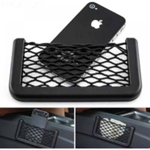 Universal Car Back Rear Mesh Organizer Storage Bag Auto Paste Net Pocket Phone Holder Elastic String Net Car Accessories