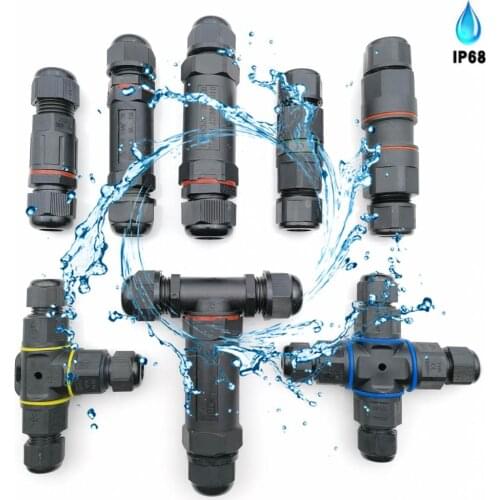 IP68 electrical cable waterproof connector 2 3 4 5 Pin T Shape Screw Cable Industrial Electrical Wire LED Light Terminal Adapter
