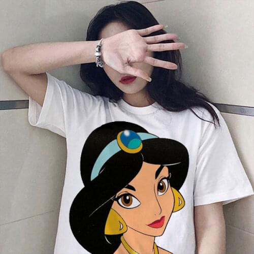 Disney Princess T-shirt Ladies Fashion Summer T-shirt New Fashion Cartoon Loose Oversized Womens Top 90s