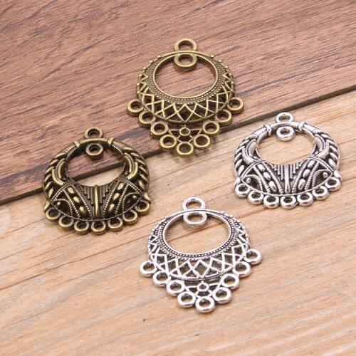 12pcs 24*32mm Zinc Alloy Necklace Charm Jewelry Fashion DIY Hollow Round Connector Pendant Necklace
