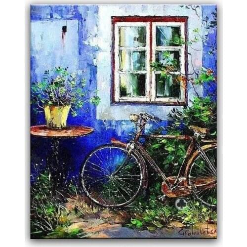 100% hand painted oil painting Home decoration high quality landscape knife painting pictures DM16062602