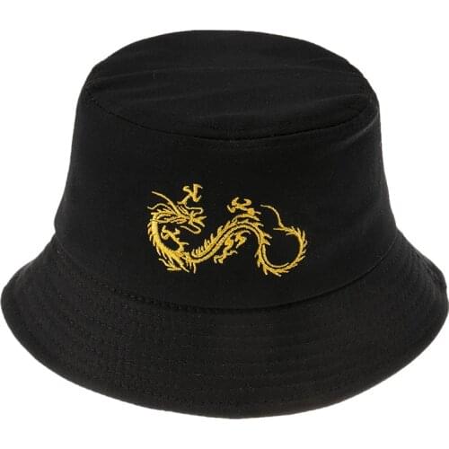 2021 Hat Male Summer and Autumn Fisherman Hat Sunscreen Bucket Hat Dragon Totem Embroidery Fisherman Hat Female Sunshade Hat