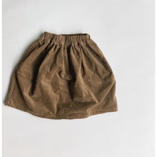 Girls 2021 Lovely Solid A-Line Corduroy Four seasons Kilt