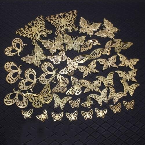 45pcs Mixed Butterfly Charms Gold Color Vintage Bracelet Necklace Pendants For Jewelry Making Diy Metal Crafts Charms Supplies