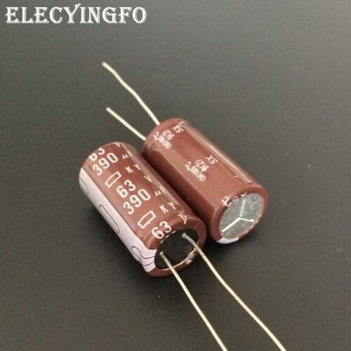 5pcs/50pcs 390uF 63V390UF NIPPON KY Series 12.5x25mm Low ESR 63V390uF Aluminum Electrolytic Capacitor