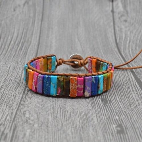 6mm Natural Stone Wrap Bohomia Boho Bracelet Women Handmade Meditation 7 Chakra Bracelet For Women Bijoux Pulseira Jewelry LW-02