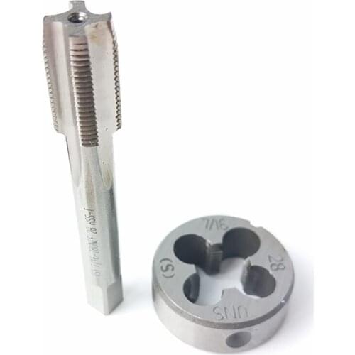 7/16-28 HSS Tap And Die Set UNEF Machine Thread Tap and UNS Round Thread Die Right Hand