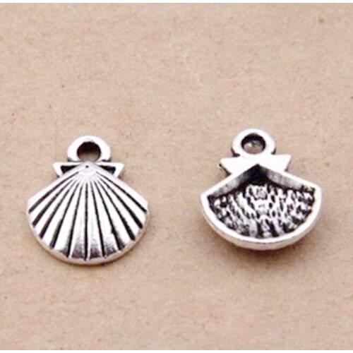 8pcs Charms double sided shell 13*11mm Antique Making pendant fit,Vintage Tibetan Silver,DIY bracelet necklace