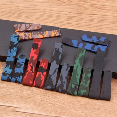 Watch Accessories Silicone Camouflage Watch Strap Applicable for Rolex Green Water Ghost Ghost King Strap ANCON Yacht Masters