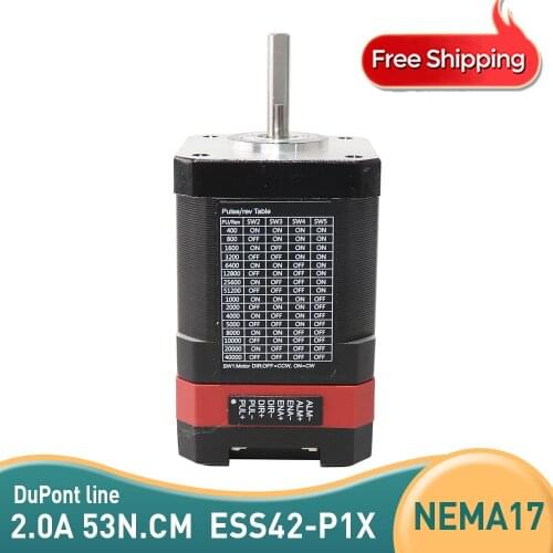 Free Shipping Nema17 Integrated Servo Motor with Drive ESS42-P1X-48MM 0.53N.m 2.0A 48mm 12v 42 Stepper servo motor