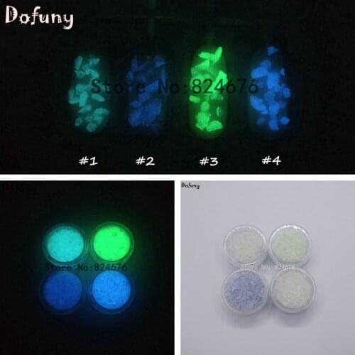 4 Colors Luminous Spall Sand Stone Nail Art Glow in the dark Decoration Stone Nail Glitter Ornament Fluorescence Sand