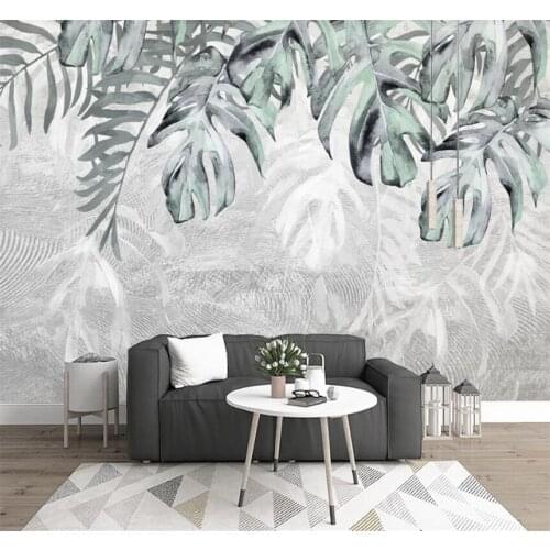Custom large 8D wall paper wall cloth modern simple fresh plant leaves living room bedroom background wall decorative painting