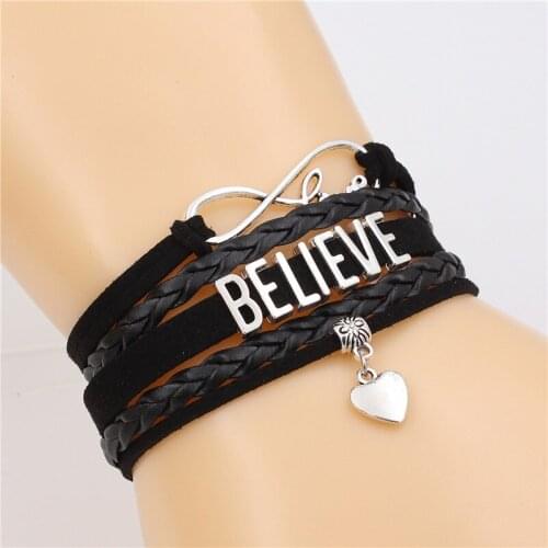 BELIEVE Letter Infinity bracelet Love charm Multi-layer Bracelet Handmade Leather Bracelets PUNK Jewelry for men&women
