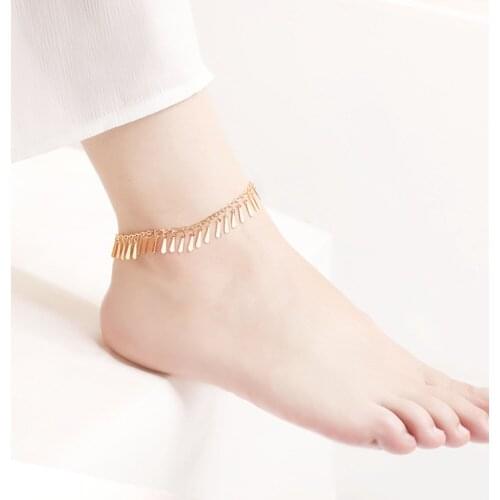 Gold Color Simple Chain Anklets For Women Beach Foot Jewelry Leg Chain Ankle Bracelets Women Accessories