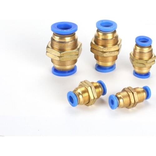 10Pcs Air Pneumatic Straight Bulkhead Union 10mm 8mm 6mm 4mm OD Hose Tube One Touch Push Into Gas Connector Brass Quick Fitting