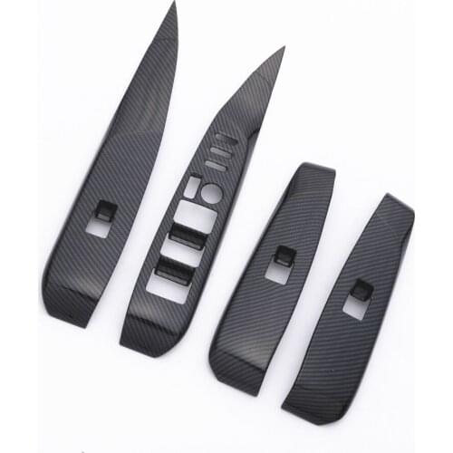 Black Window Lift Switch Button Panel Cover Trim For TOYOTA CAMRY 2017 2018 ABS Carbon Fiber Style Car Styling Accessories