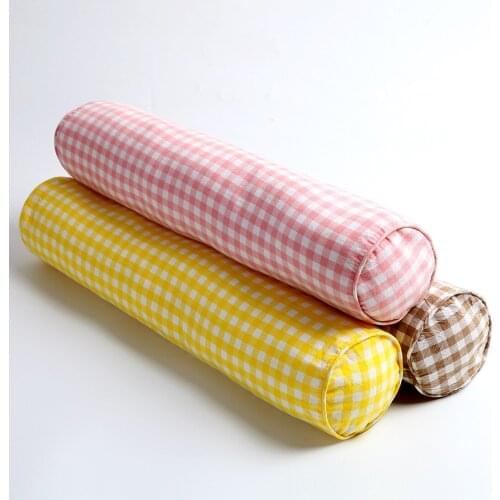 Baby Bumper Long Pillow Bed Protection Inner Round Cotton Plaid Kids Sleeping Body Support Cushion Pad Bedding Set Room Decor
