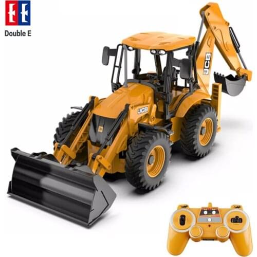 Double E E589 1/20 2.4G 11Ch RC Excavator Remote Control Model JCB Backhoe Loader Light Sound Construction Truck Vehicles Models