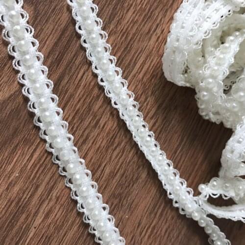 5 yards Elastic Stretch Beaded Braided Lace Trim Ribbon Tape Trim Double Edge Beaded Trimming