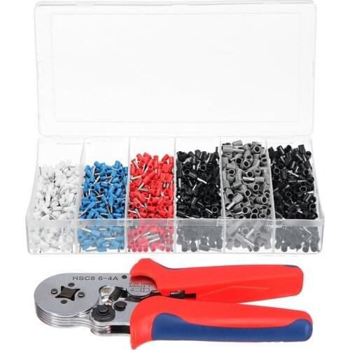 HOT-1500 Pcs Crimper Cord Wire Connector Terminal Boot lace Ferrule Crimper Kit With Ratchet Crimping Tool End Terminal Block