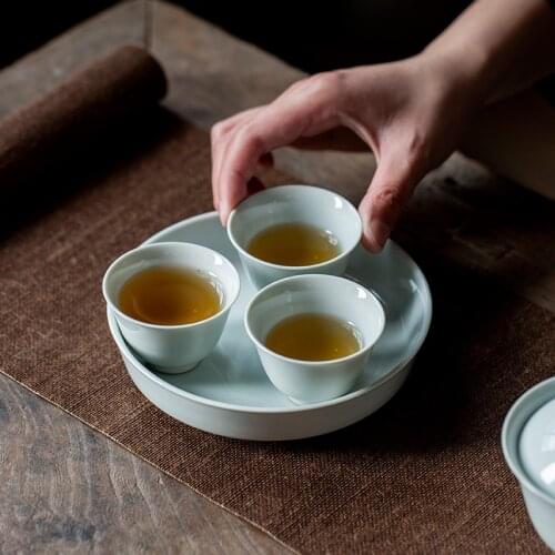 Bone China Tea Cup Luxury Vintage Chinese Blue Portable Kung Fu Tea Cup Ceremony Gift Tazas De Te Household Products DG50TC