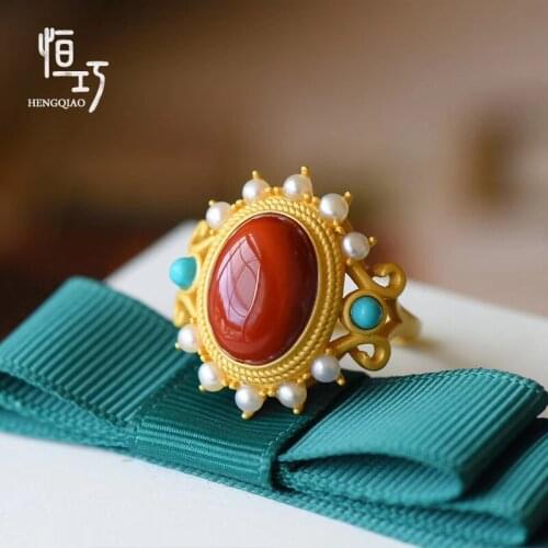 100% NATURAL AGATE AND TURQUOISE RING WITH 925 STERLING SILVER ROSE GOLD RESIZABLE RINGS PEARL RING BRAND JADE JEWELRY