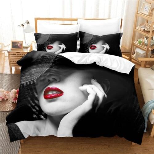 Red Lips Bedding Set For Bedroom Soft Bedspreads For Bed Home Comefortable Duvet Cover Quality Quilt Cover And Pillowcase