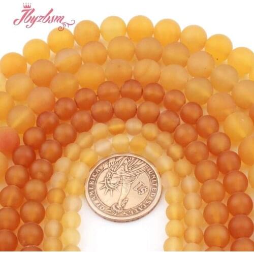 6,8,10mm Round Bead Frost Matte Yellow Agates Natural Stone Beads For DIY Necklace Bracelet Jewelry Making Spacer Strand 15"