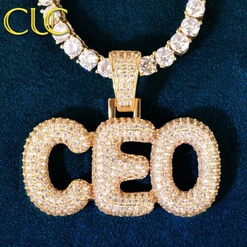 Custom Name Small Bubble Letter Pendant for Men Women Micro Pave Zircon Hip Hop Necklace Chain Jewelry