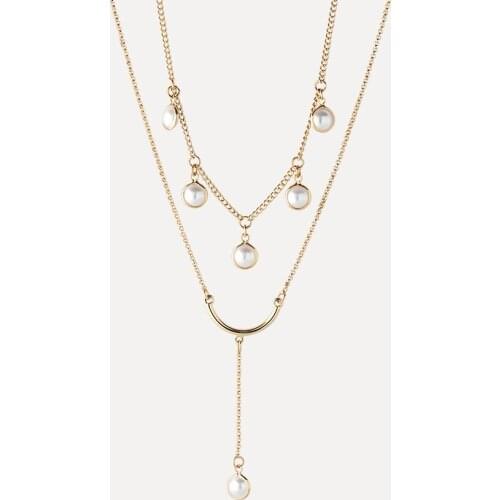 Bohemian Layered Necklace Imitation Pearl Pendant Necklace Gold Color Chain Choker Necklace for Women Fashion Jewelry Gift
