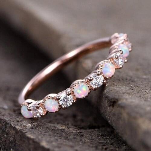 Fashion Luxury Shiny Diamond Rhinestone Opal Ring For Women Charm Jewelry Ladies Engagement Wedding Party Gift