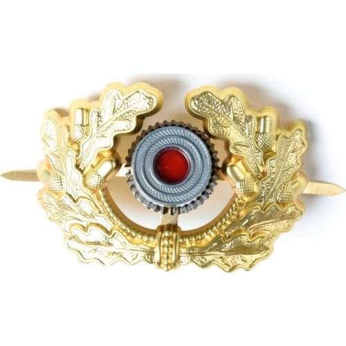 WW2 GERMAN VISOR CAP BADGE GOLD ARMY PANZER OFFICERS WREATH COCKADE