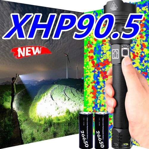 New Super Bright XHP90.5 Usb Powerful Led Flashlight 18650 Xhp90 Rechargeable Tactical Flash Light Torch Cree Zoom Work Lamp