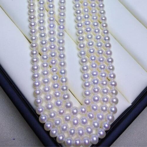 Freshwater Pearl Necklace Round Shape with Size 5-5.5mm Perfect Luster for Making Accessories Diy Jewelry Loose Pearl Strands